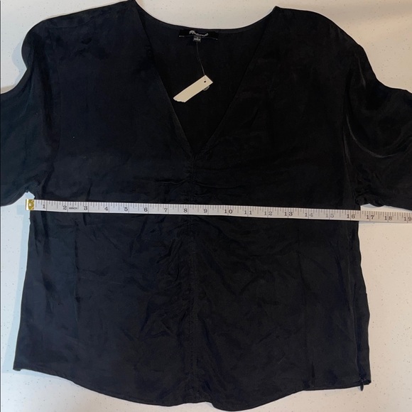 Madewell Black Ruched Long Sleeve Blouse - Picture 9 of 11